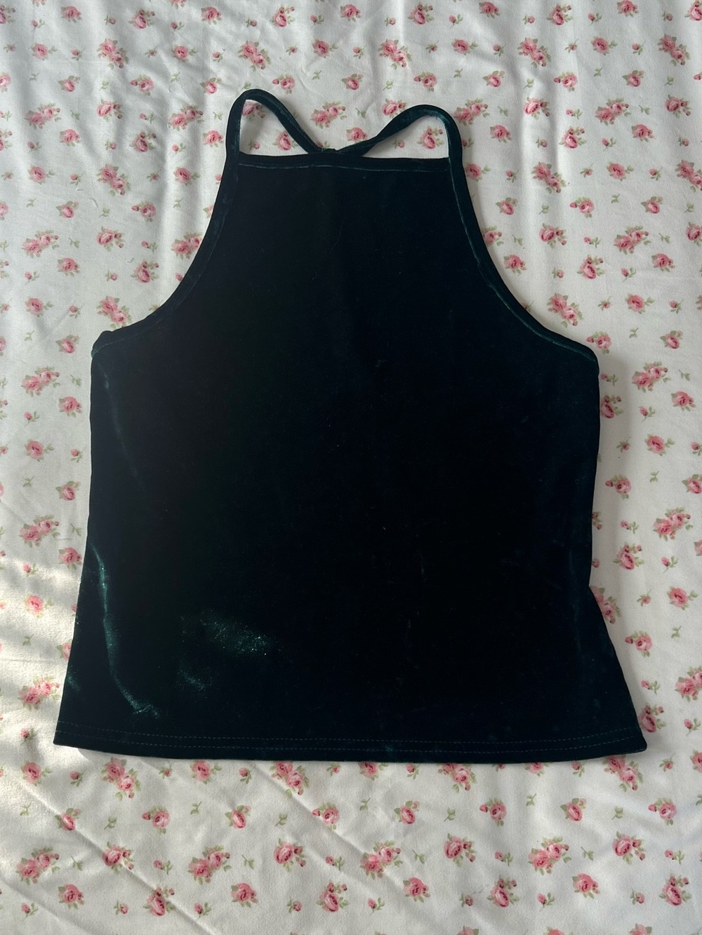 Urban Outfitters Forest Green Velvet High-Neck Tank